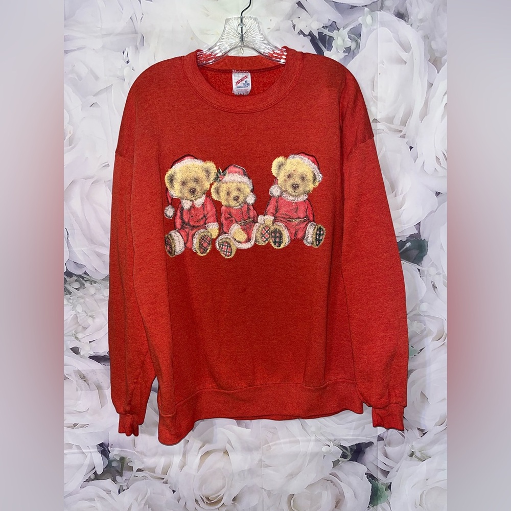 Vintage 90s Christmas Teddy Bears Sweatshirt Holidays
Santa Made USA Jerzees XL
